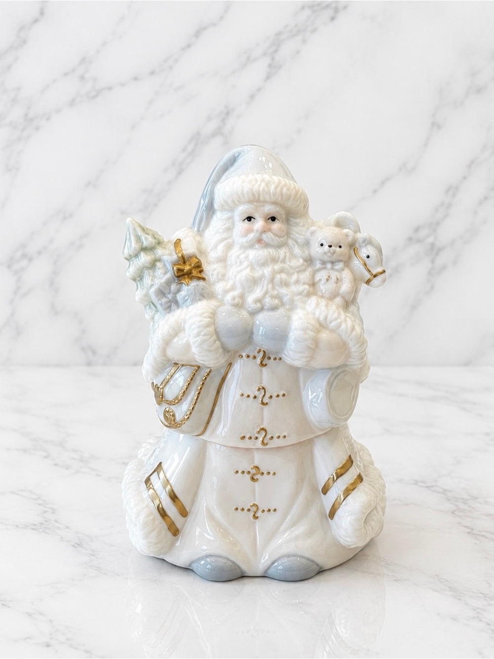Ceramic Holiday Santa Claus Jewelry Box